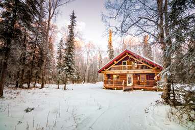 Remote waterfront cabin in Alaska