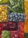 frozen blocks of fruits and vegetables