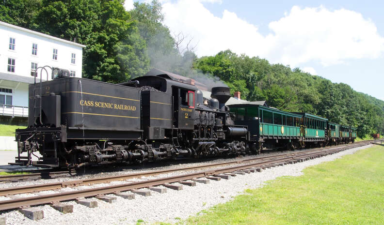 an old-timey Cass Railroad train in West Virginia