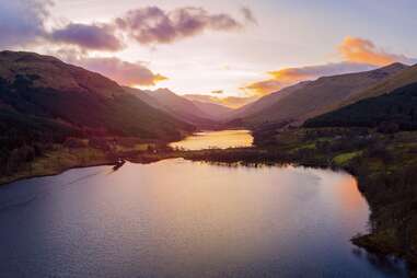 loch lomond lake at sunset 