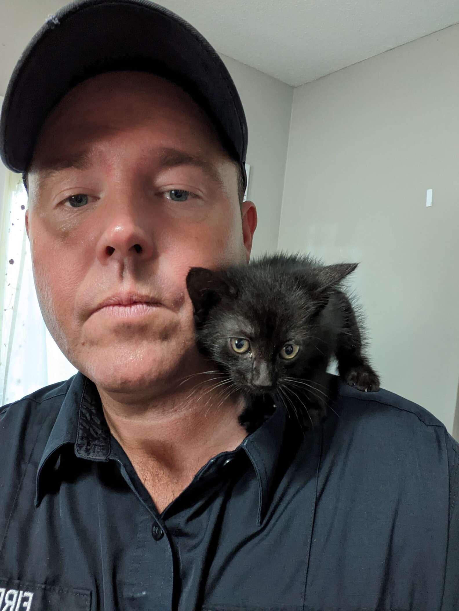 Trapped Kitten Sees Firefighter Who's Come To Save Him And Falls In ...