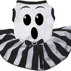 For the fancy little ghost who likes a tutu: Petitebella Ghost Face White Shirt Striped Tutu Puppy Dog Dress