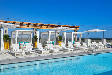 rooftop pool with chairs