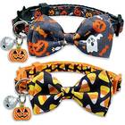 These collars for cats with a sweet tooth: 2-Pack Halloween Cat Bowtie Collar with Bell