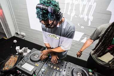 person DJing