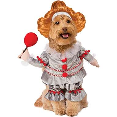 This Pennywise option for your favorite clown: Rubie's “IT” movie walking Pennywise pet costume