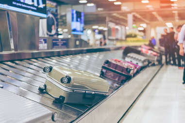 luggage on conveyor belt