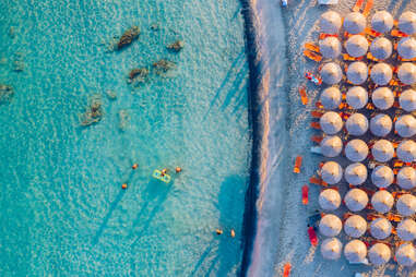 view of umbrellas on beach