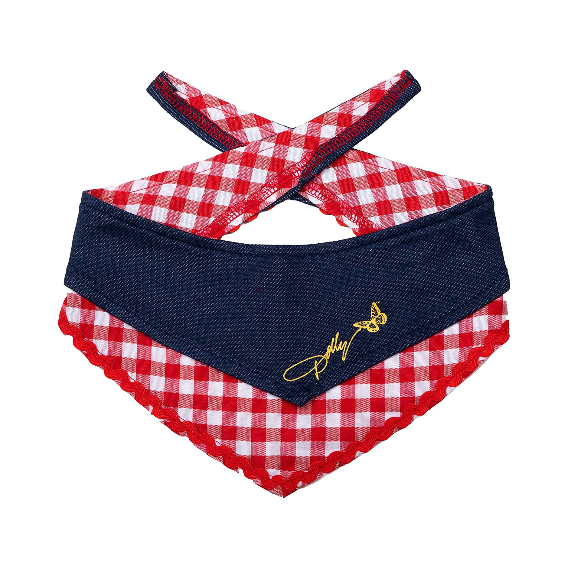 Doggy Parton Blue Printed Denim & Gingham Print Bandana for Pets
