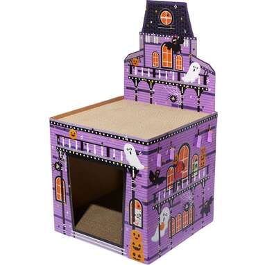 For the master of the manor: Frisco Halloween Mansion Cardboard Cat House