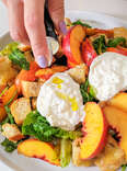 Peach and Burrata Panzanella Salad with Prosciutto