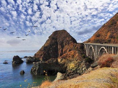 train bridge and rock