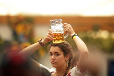 woman holding beer mug