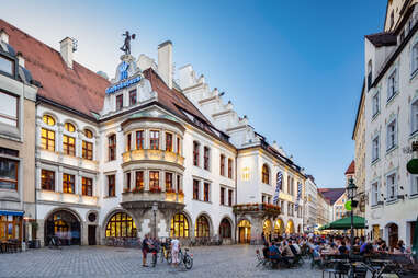 downtown cobblestone street