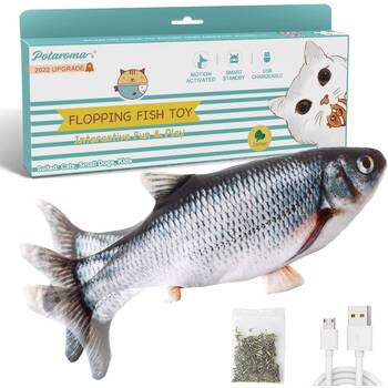 Amazing Fashion Electric Floppy Fish Cat Toy Kit, Moving Cat Kicker Fish Toy, 11 inch Realistic Flopping Fish Dog Toy, Plush Interactive Cat Toy for Indoor Cats, Fish