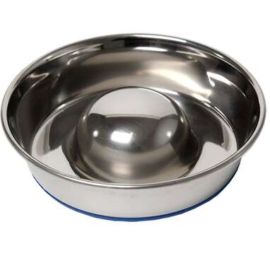 Stainless Steel Dog Food Bowl, Slow Feeder Dog Metal Puzzle Bowl