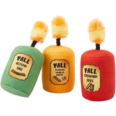 The smells (and squeaks!) of fall: Frisco Fall Candles Plush Squeaky Dog Toy, 4 count