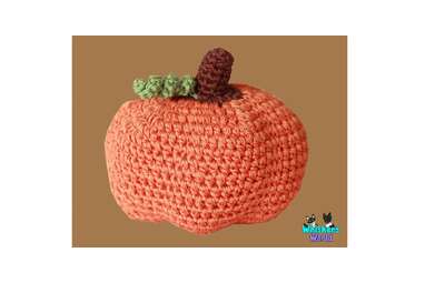 You won’t want him to chew this one up: Crocheted Pumpkin Dog Toy