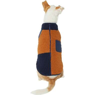 Your dog will be on-trend all season long: Frisco Colorblock Zippered Sherpa Fleece Vest
