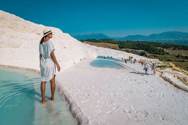 Natural travertine pools and terraces