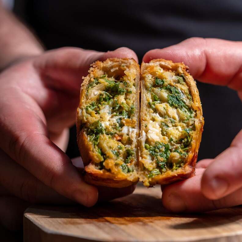 person holding food