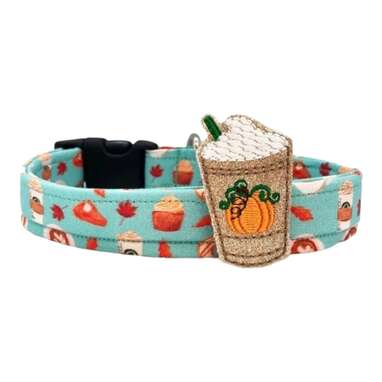 The perfect accessory for your afternoon coffee walk: Pumpkin Spice Dog Collar With Latte