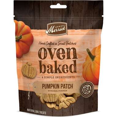For those who love fun shapes: Merrick Oven Baked Pumpkin Patch Dog Treats