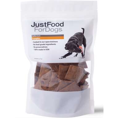 A perfect low-protein treat: JustFoodForDogs Pumpkin Dog Treats