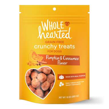 To make treat time last longer: WholeHearted Grain Free Pumpkin & Cinnamon Dog Treats