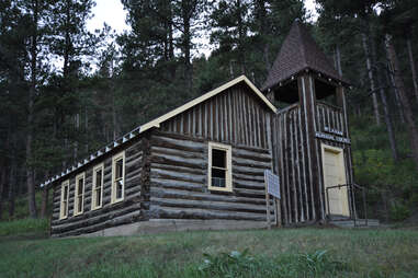 creepy church in forest