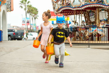 kids trick or treating in Belmont Park