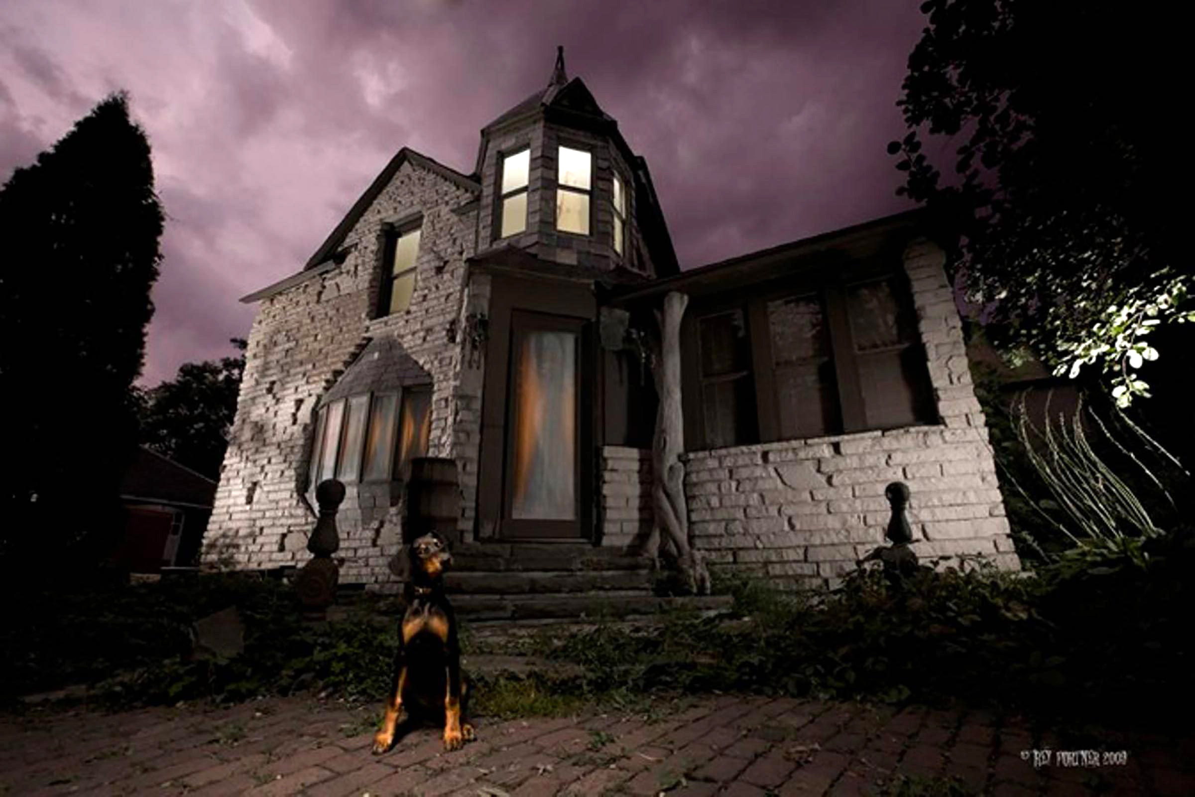 Horror haunted house, hospital-themed secret room escape Stock