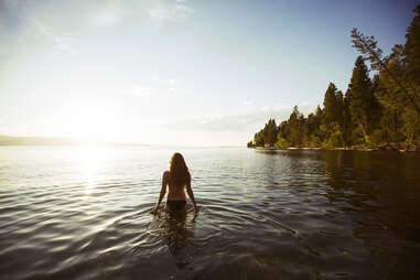 woman in flathead lake