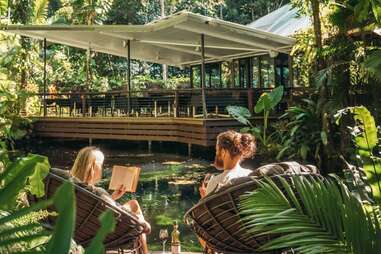 two visitors enjoying daintree ecolodge hotel