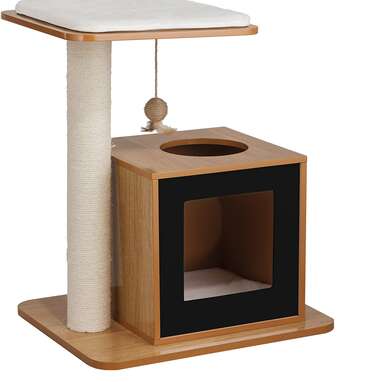 Elegant Home Fashions Cat Pet House Tower with Scratch Post and Cushion