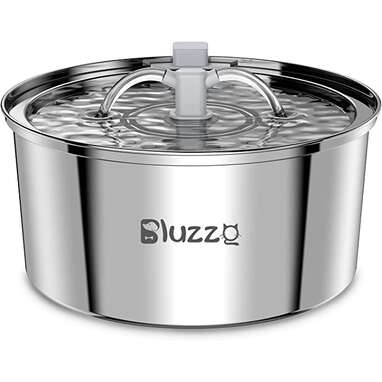 BLUZZO Cat Water Fountain Stainless Steel with Filter, 3.2L/108Oz 