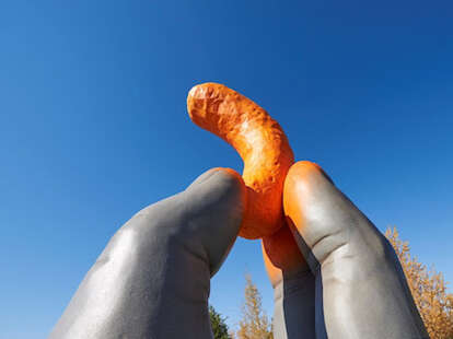 Cheeto Foot Cheeto Dust Hand Statue Was Just Unveiled in Alberta, Canada - Thrillist