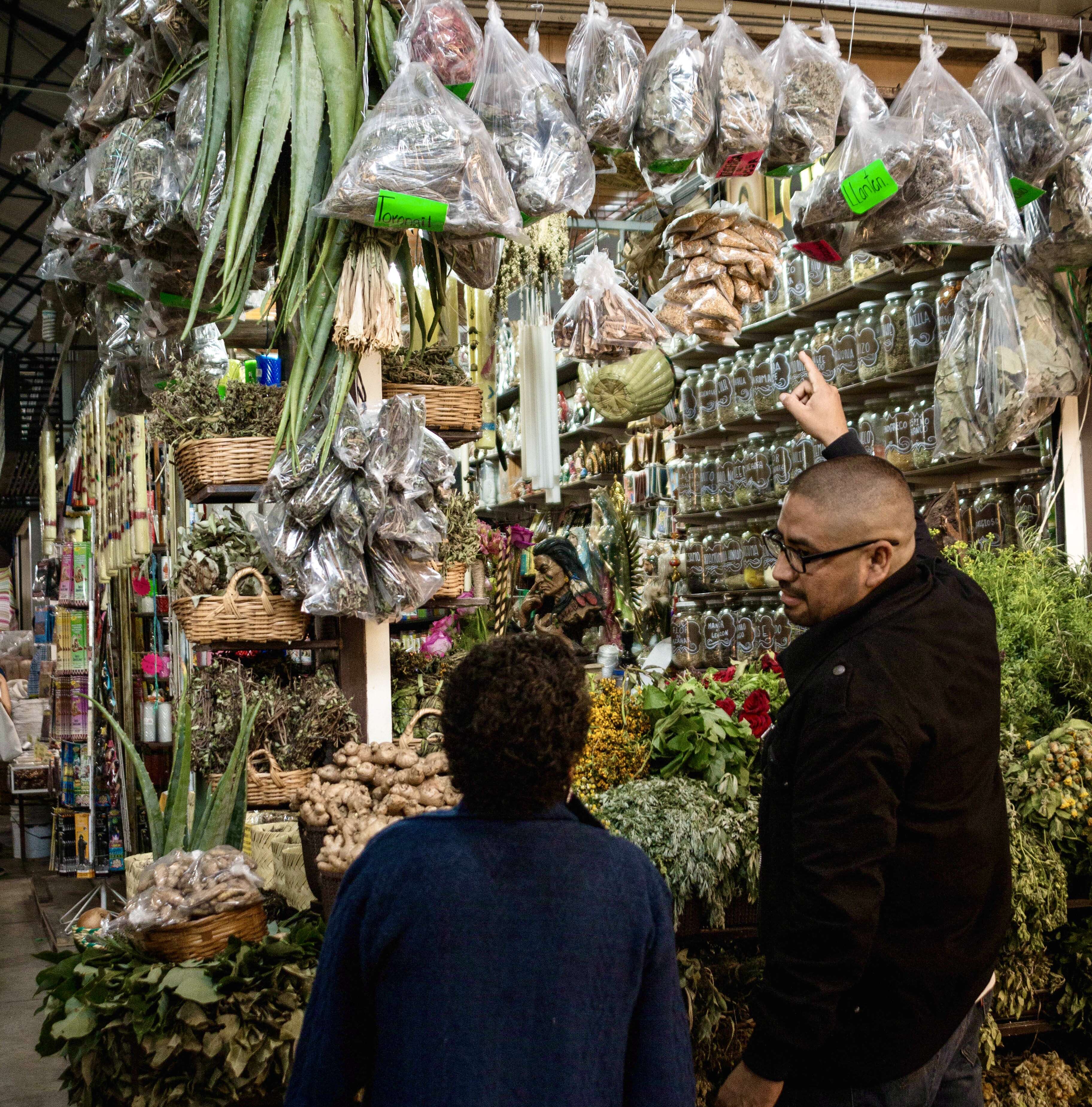 people at a market