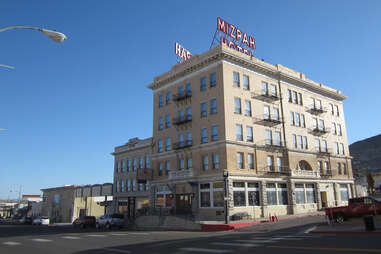 exterior of mizpah hotel, tonopah, nevada