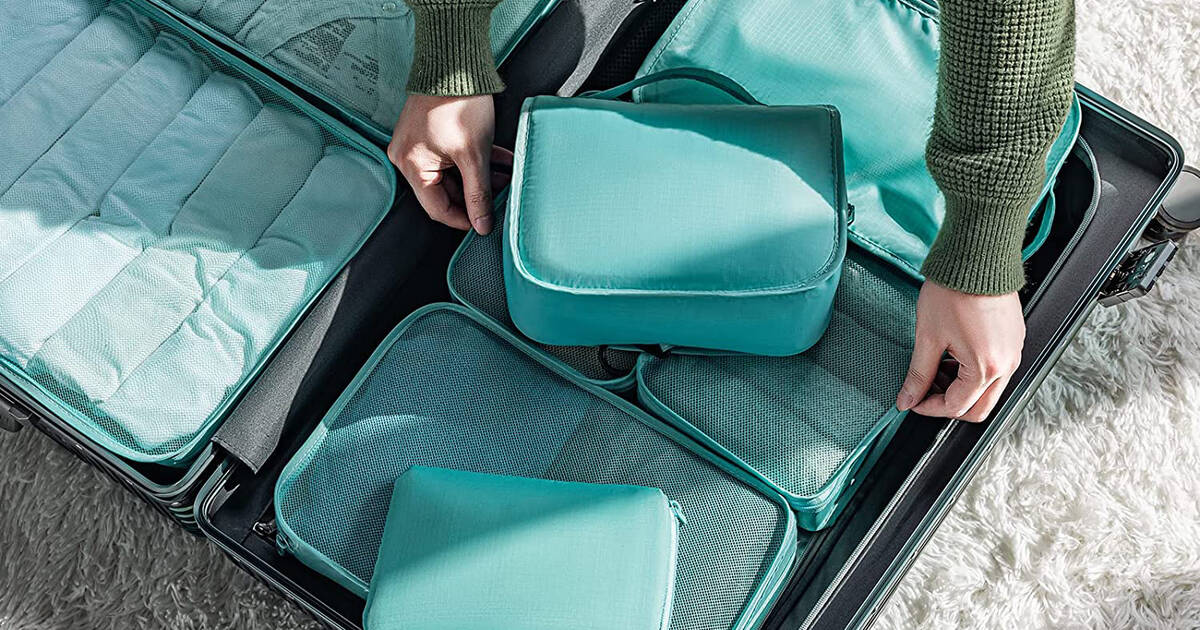 Travelon Set of 2 Compression Packing Cubes- Teal - Just Bags