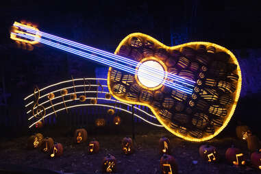 guitar decoration in pumpkin patch