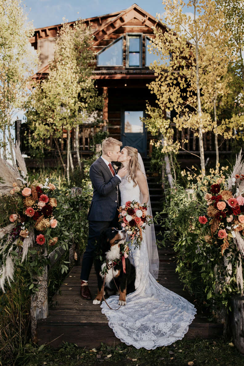 bride groom and dog