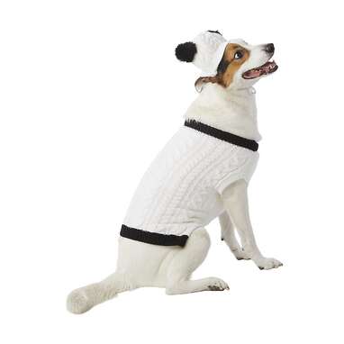 A sweater and hat combo that doubles as a costume: Top Paw® White Panda Dog Sweater & Hat