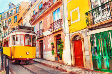 Yellow vintage tram