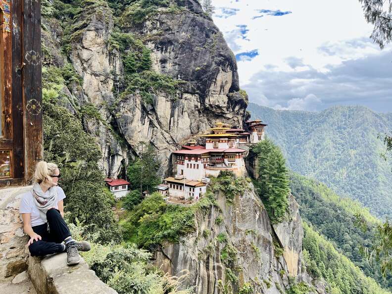 view of buildings tucked into mountains