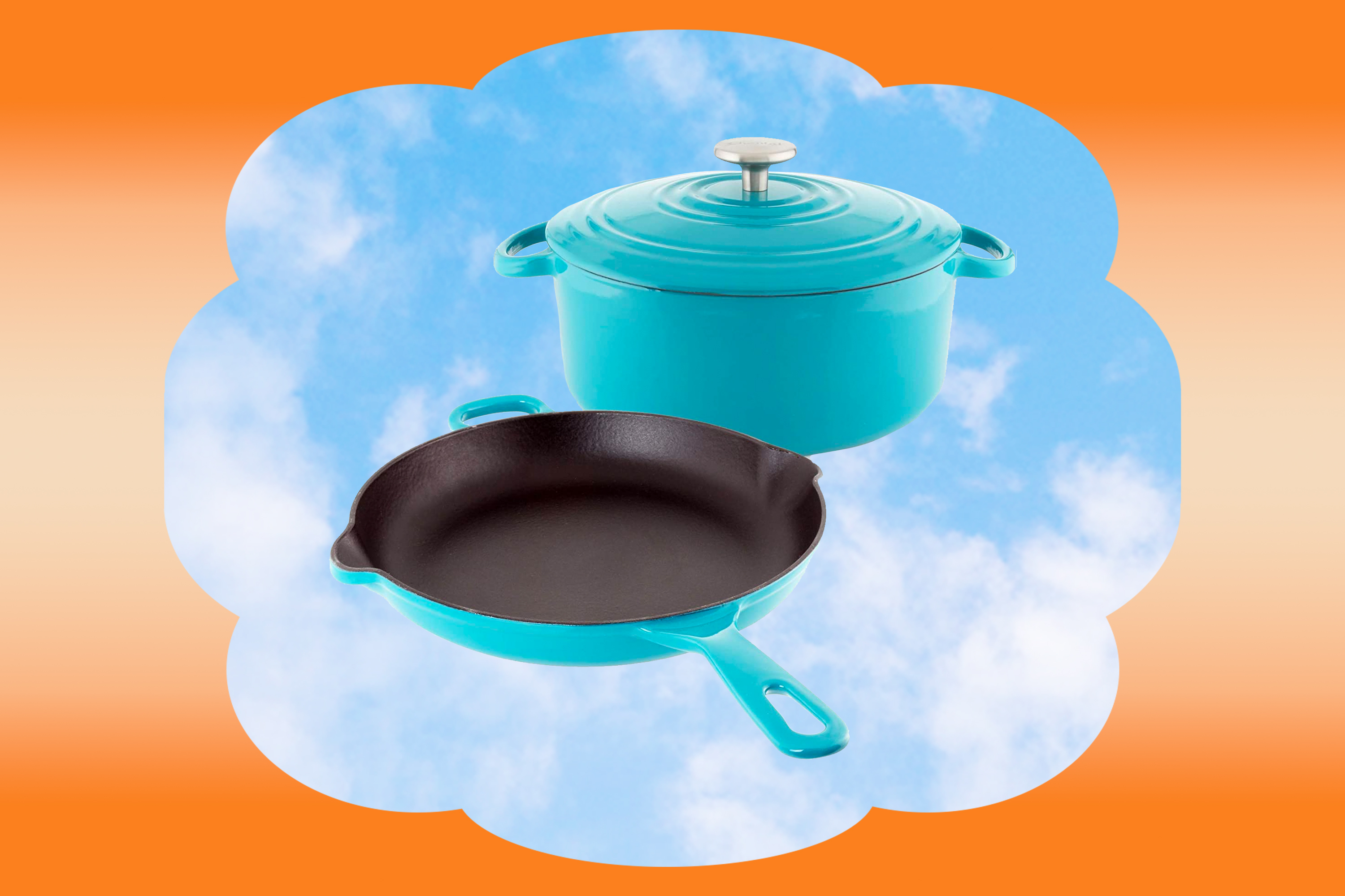 Chantal 4 Quart Round Cast Iron Saute Skillet with Lid ,Marigold