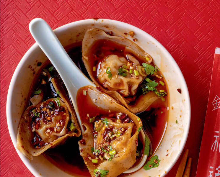 Chili Oil Wontons Recipe from The Woks of Life Thrillist