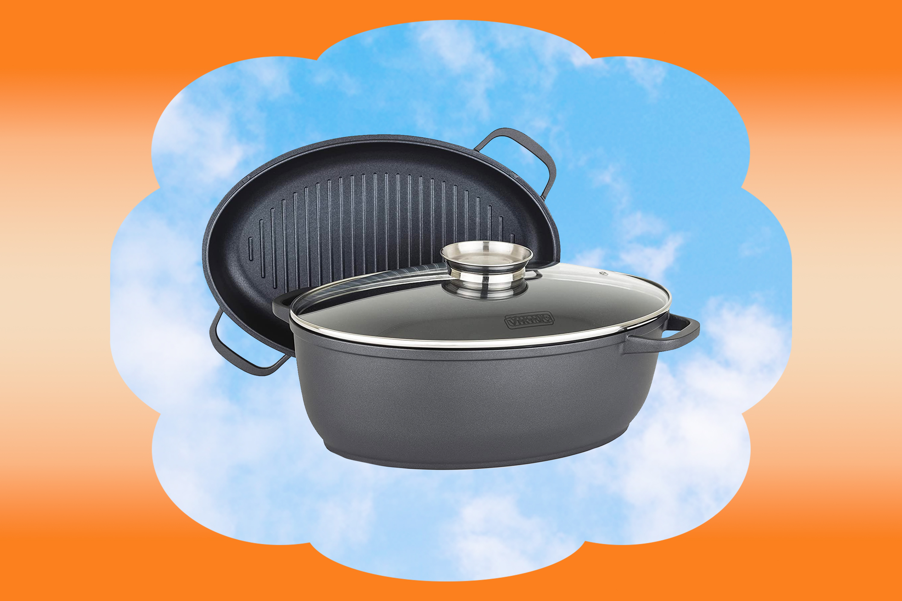 Chantal 4 Quart Round Cast Iron Saute Skillet with Lid ,Marigold