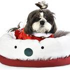 A deep dish snowman bed: Yokee Christmas Pet Bed
