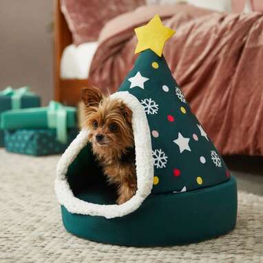 NANDOG PET BED CHRISTMAS SANTA HAT HOUSE CUSHION BOTTOM SMALL TEACUP DOG  CAT NEW